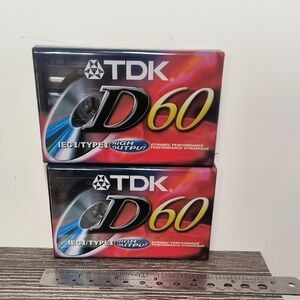 TDK D60 IEC Type I High Output Cassette Tapes Lot Of 2 Sealed